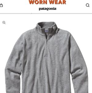 PATAGONIA WORN WEAR MENS S LADIES M LAMBSWOOL 3/4 ZIP SOFT SWEATER